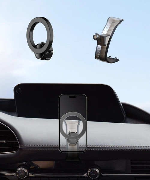 MaserWeller Car Phone Holder for Mazda 3 2019 2020 2021 2022 2023 2024 2025 Accessories, 360° Rotation Phone Mount Compatible with MagSafe, Cell Phone Holder Does Not Affect Air Vent
