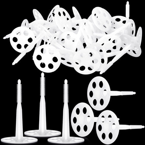 Wonderjune 100 Pcs 4 Inch Heavy Duty Plastic Insulation Masonry Fasteners 2.4 Inch Foam Board Fasteners Washers Polypropylene Concrete Anchors for Fixing and Fastening Rigid Foam Insulation Panels