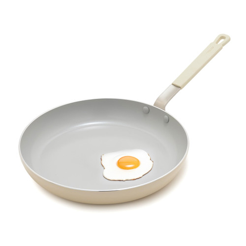 GreenPan x Bobby Flay 12" Nonstick Frying Pan Skillet, PFAS-Free Diamond Ceramic, Induction Suitable, Stay-Cool Silicone Handle, Easy Clean Dishwasher & Oven Safe, Egg & Omelet Pan, Cream