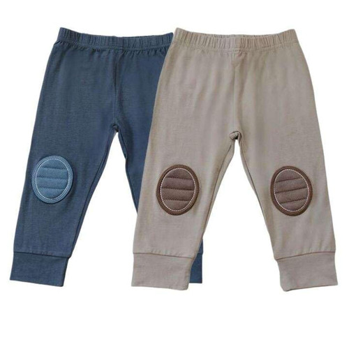 Zenulove 2-Pack Viscose Baby Pants with Knee Pads Soft Toddler Pants for Boys & Girls, Baby Boy Pants & Baby Girl Pants (US, Age, 12-18 Months, Blue & Brown)