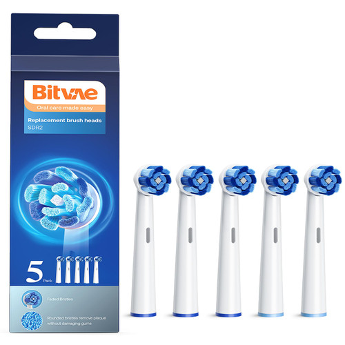 Replacement Toothbrush Heads | Compatible with All Oral-B Braun Handles (Except iO and Sonic) | Electric Toothbrush Round Brush Heads Refill Pro 500/1000/1500/3000/3757/5000/7000/7500/8000/R2, 5 Count