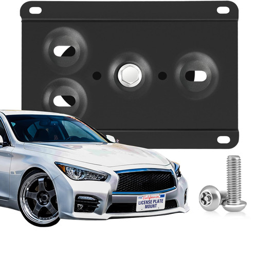 Heavy Duty Front License Plate Frame Compatible with 2016-up Infiniti Q50, No Drill Grille Mount, Anti-Theft License Plate Holders Bracket, Rust-Proof, Rattle Proof Car Accessories