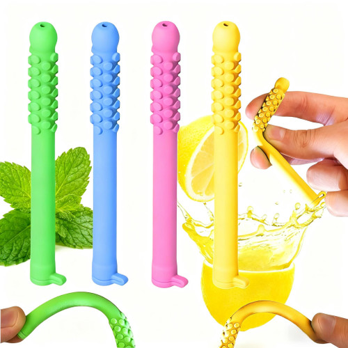 4Pcs Chewable Essential Oil Breather Sticks, Portable Chewable Breather Sticks with Essential Oils, Oral Fixation Relief, Fresh Breath Oral Relaxation Stick, Portable Oil Chewable Breather