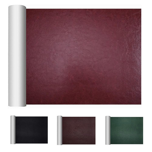 Lucaidian Self-Adhesive Leather Repair Patch Tape for Car Seats Couch Sofa Chair Jacket - Suitable for Covering Damaged Leather, Synthetic Leather (Claret, 15.74×78.74inch)