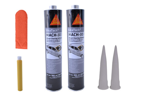 SikaTack Mach-30XV Auto Glass Urethane Windshield Adhesive, 30 Minute Drive Away Time (2 Pack Cartridge Kit)
