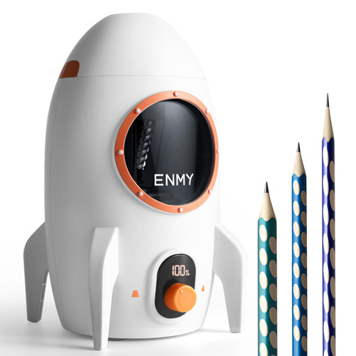 ENMY Electric Pencil Sharpener, Fully Automatic Pencil Sharpener for No.2/Colored Pencils(7-12mm), Auto in & Out, Totally Hands-Free Rechargeable Pencil Sharpener for Home, Classroom, Battery Powered