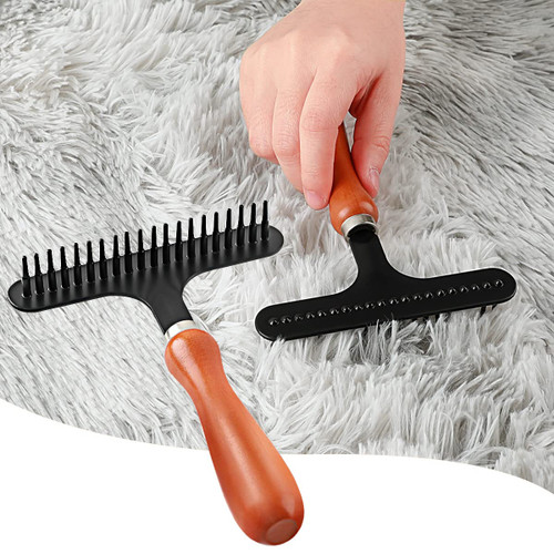Astfys Hand Held Carpet Rake, Making Carpets Fluffy Again, Clean Hair, Let Carpet Restore Softness (Iron, Black)