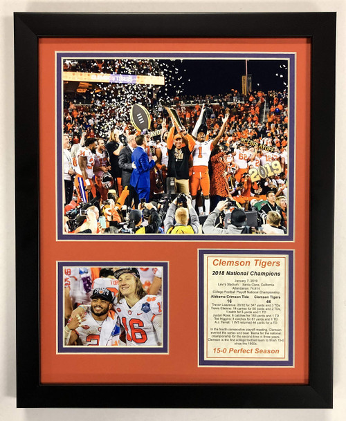 Legends Never Die Clemson Tigers - 2018 CFP National Champions - Framed 12"x15" Double Matted Photos
