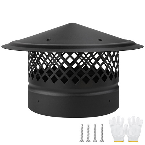 8 Inch Round Chimney Cap,Cone Top Chimney Cap with Screen 8 Inch Round Roof Rain Cover for Wood Stove Pipe Topper,Fireplace Exhaust Roof Vent Cover-Galvanized Steel,Better Airflow Ventilation