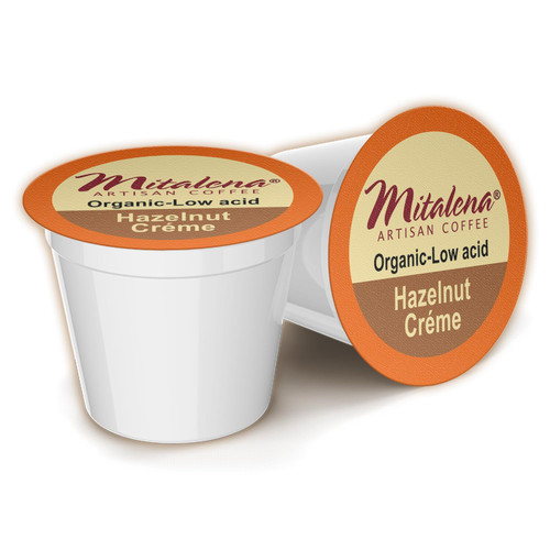 Mitalena Hazelnut Creme Low Acid Coffee Pods - 12 Cups - Medium Roast Flavored for Keurig K Cup Maker - Made With Organic Small Batch Artisan