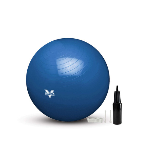 Valeo Exercise Body Ball - Professional Grade Anti-Burst Fitness, Balance Ball for Pilates, Yoga, Stability Workout & Training Physical Therapy, 65CM/26IN, BLUE