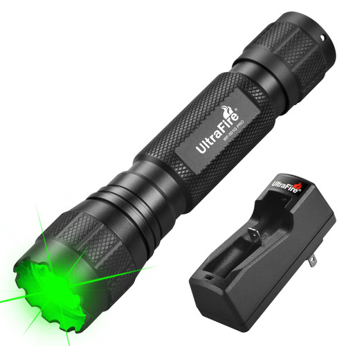 ULTRAFIRE Green Hunting LED Flashlight, 10W Single Mode Green Light, 350 Yards Super Bright Hog Predator Flashlight for Night Observation WF-501G