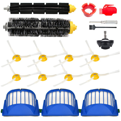Replacement Parts and Accessories Kit Compatible for iRobot Roomba 692 694 676 675 695 677 671 655 645 690 680 660 650 620 614 Vacuum,Front Caster Wheel,Bristle and Beater Brush,3 Filter, 8 Side Brush