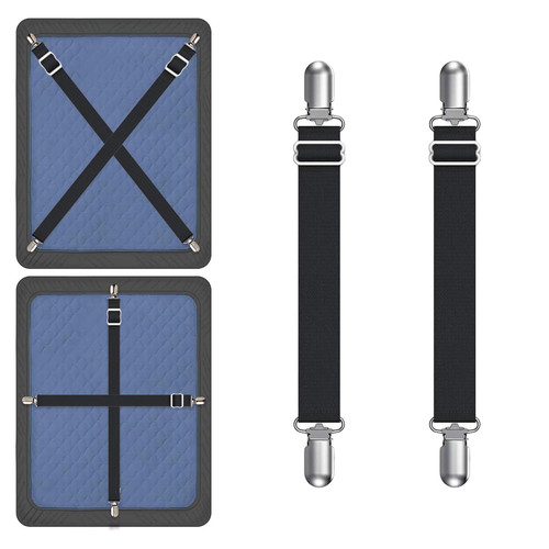 Yoovat Couch Cushion Covers Holder Straps Sofa Couch Covers Sofa Slipcover Holder Clips 10 to 60in(25-160cm) Adjustable Elastic Straps for Sofa Covers Cushion (2 Pcs Black)