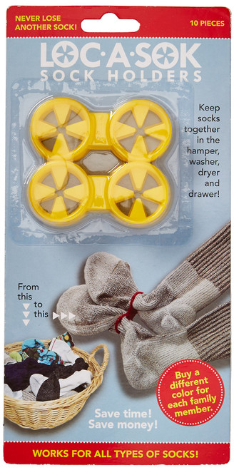 SockLocks Loc A Sok Sock Locks (Pack of 40 - All Yellow), Small