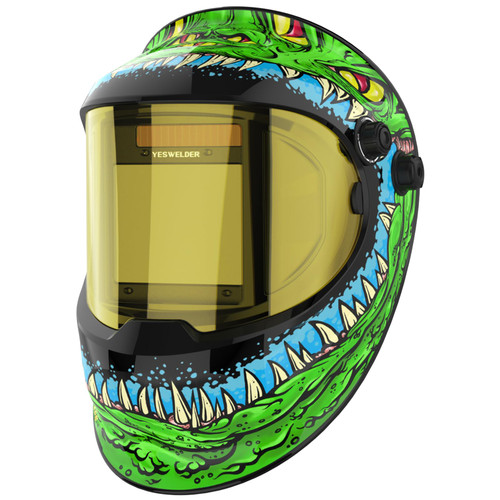 YESWELDER Auto Darkening Welding Helmet with SIDE VIEW, 180° Panoramic View, 1/1/1/1 True Color Solar Powered Welder Hood, Wide Shade 3/5-9/9-13 Welder Mask for TIG MIG ARC CUT and GRIND, LYG-Q800D