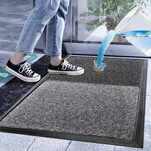 SINOPED Wet Dry Shoe Cleaner Shoe Mat, 31x17 inch Non Slip Floor Mat, Indoor Outdoor Welcome Rug, Disinfectant Sanitizer for Doors