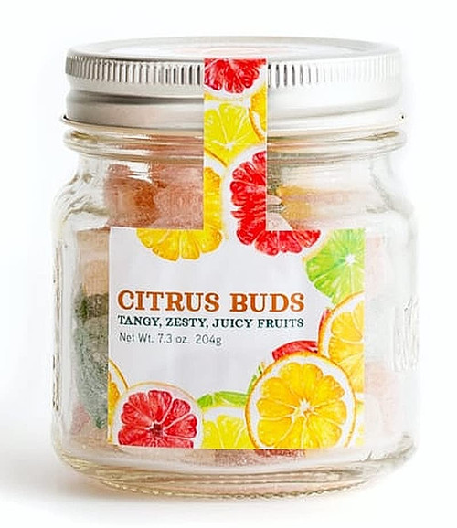 Butterfields Hard Candy Buds in a Nostalgic Mini Mason Jar - 7.3 Ounces - Gourmet, Old-Fashioned | Gluten Free | Made with Real, Pure Cane Sugar | Handcrafted in the USA (Citrus Buds)