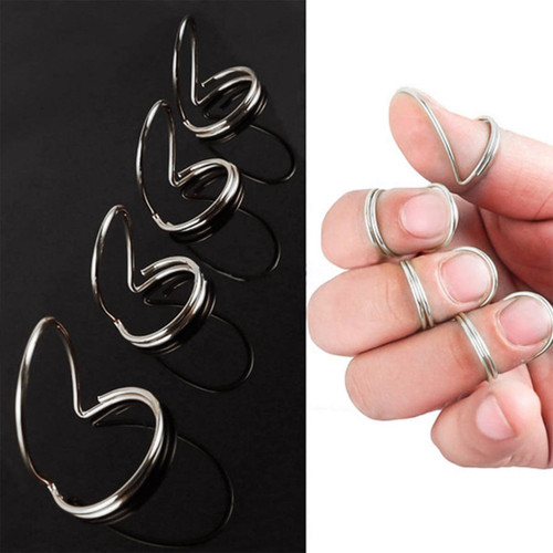 SH-RuiDu 4 Pcs Butterfly Finger Picks - Adjustable Alloy Thumb Picks for Guitar & Bass (Silver)