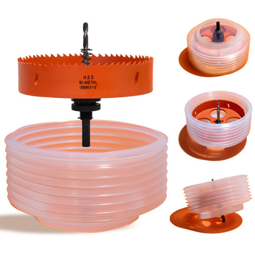 VIKITON 6-1/8 Hole Saw for Recessed Lights, 6.1 Inch Hole Cutter with Dust Bowl Catcher for Led Recessed Lighting 6 Inch and Wood Metal Drywall, Bi-Metal Construction