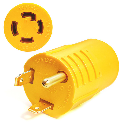 NEMA TT-30P to L14-30R Generator to RV Adapter Cord, 3 Prong 30 Amp to 4 Prong, Generator Transfer Switch Adapter