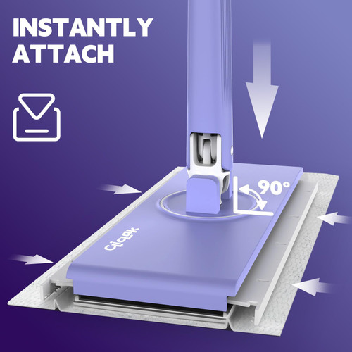 ClicLak Sweeper Mop, Instantly Attach & Remove Cloth Touch-Free, Compatible with Swiffer Pads, Clamp Clip Dust Mop for Kitchen House Wood Hardwood Floor Wall Cleaning, Best Choice in Dorm Cleaning