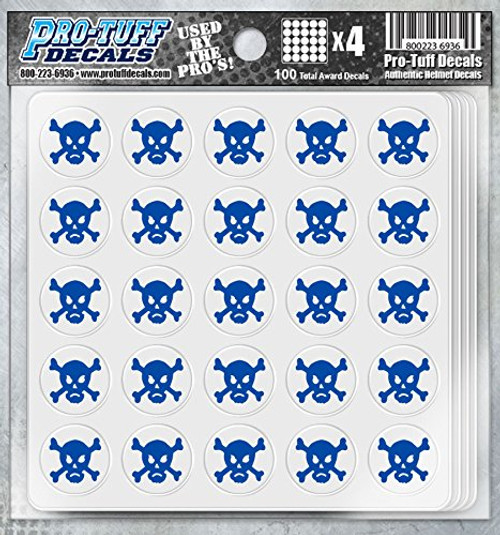 Pro-Tuff Decals Skull Award Decals 20 mil Professional Vinyl 1-1/8" Diameter (Royal on White)