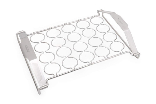 Everdure Grilling Oyster Rack: Brushed Stainless Steel, Easy Grip Handles, Fits 20 Oysters, Premium BBQ Tray for Grilling Appetizers, Shrimp, Scallops, Mushrooms, Peppers, and More, Silver
