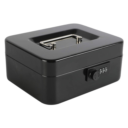 xydled Steel Cash Box Safe with Combination Lock,Money Safe Box with Removable Coin Tray,Medium,7.87"x 6.30"x 3.54",Black