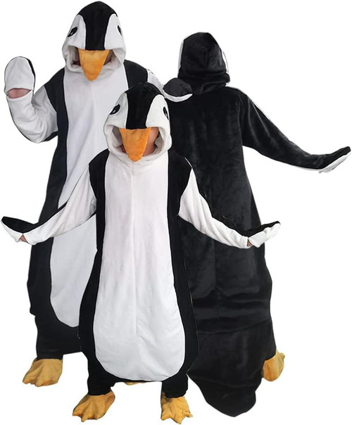 Wearable Penguin Blanket Hoodie Sleeping Bags for Adults Women Men Super Soft Warm Cozy Flannel Fleece Blanket Penguin Gifts(M,Suitable Height 4'5"-4'11")