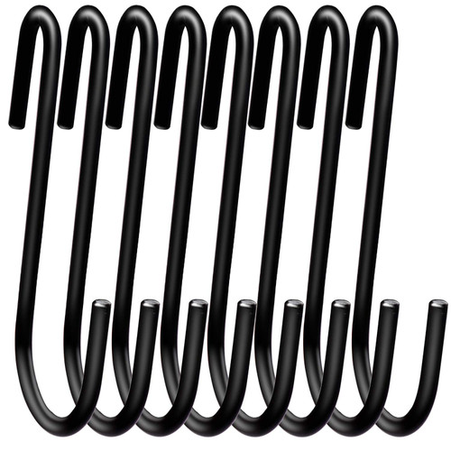 ESFUN 18 Pack 4 inch Heavy Duty S Hooks Pan Pot Holder Rack Hooks S Shaped Hooks Hangers for Oval Ceiling Pot Rack Hanging Kitchenware Spoons Pans Pots Utensils Clothes Bags Towels Plants (Black)
