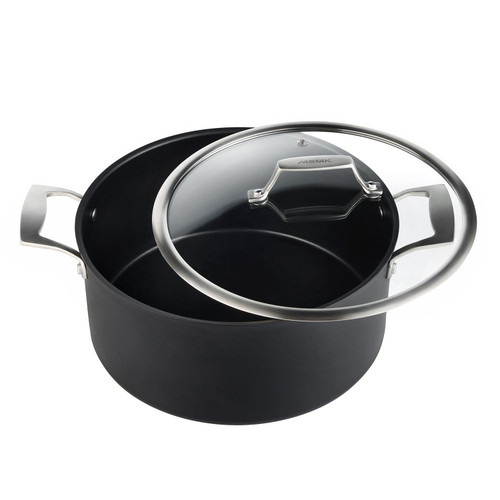MSMK 8QT Stock Pot with Glass Lid, Burnt also Nonstick, Lasting Non stick, Oven safe to 700°F, Induction, Scratch-resistant Durable PFOA Free Non-Toxic