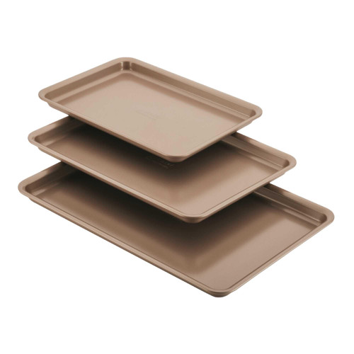 Anolon Gourmet Nonstick Bakeware Set with Nonstick Cookie Sheets / Baking Sheets - 3 Piece, Bronze Brown