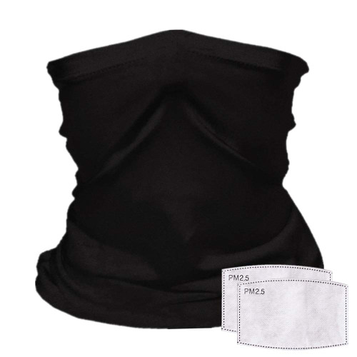 Cleanbreath Reusable Neck Gaiter with Filter Insert, Fashionable Cooling Face Covering Bandanas for Men/Women, Black