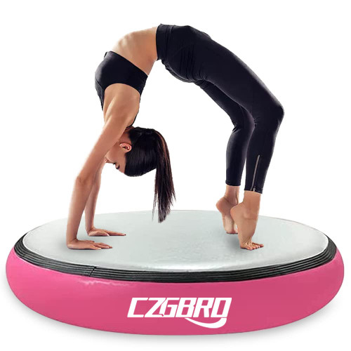 CZGBRO 3.3FT Air Spot Gymnastics Mat, 8" Thick Air Mat Tumble Track Gymnastic Equipment Inflatable Tumbler Backbend Trainer with Electric Pump for Yoga Cheerleading Home & Water Use(Pink)