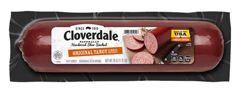 Cloverdale Tangy Summer Sausage 28 Ounce – Gluten-Free, No Added MSG Summer Sausage, Charcuterie Summer Sausage (Original Tangy)