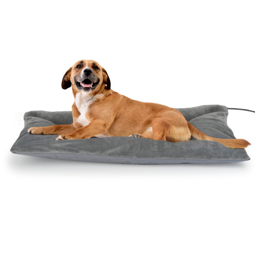 Petace Outdoor Heated Dog Bed, Soft Pet Heating Pad with Steel-Wrapped Cord, Outside Pet Warmer for Feral Cats and Dogs, 35.4" x 23.6", 80 Watts