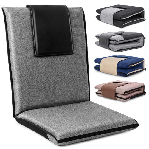 FASTMOMENT Floor Chair with Water Repellent Fabric 14-Position Adjustable Floor Chair with Back Support Portable Floor Seat for Adults Foldable Meditation Seat with Washable Cover (Dark Grey)