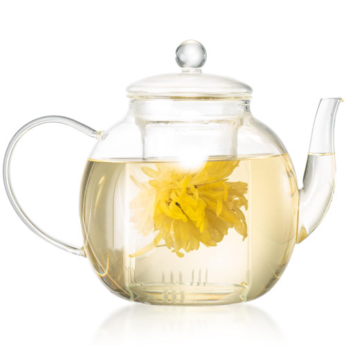 Wlasss 1530 ml/52 oz Large Glass Teapot with Removable Infuser, Clear Tea Kettle Stovetop Safe for Loose Leaf and Blooming Tea, Tea Lover's Choice,Gifts for Christmas