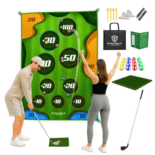 Golf Game for Adults Outdoor Indoor - Backyard Chipping Set with Sticky Balls - Family Entertainment Multi-Player Action - Friend and Party Activity - Gift for Golfers (with Club)