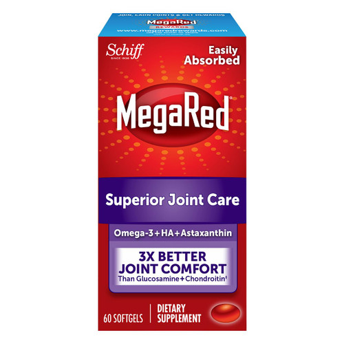 MegaRed 353mg Omega-3 Krill Oil Joint Care Supplement with EPA/DHA Fatty Acids, Antioxidants, Hyaluronic Acid, No Fishy Burp Aftertaste as with Fish Oil, 60 Count Softgels MegaRed 353mg Omega-3 Krill Oil Joint Care Supplement with EPA/DHA Fatty Acids, Antioxidants, Hyaluronic Acid, No Fishy Burp Aftertaste as with Fish Oil, 60 Count Softgels
