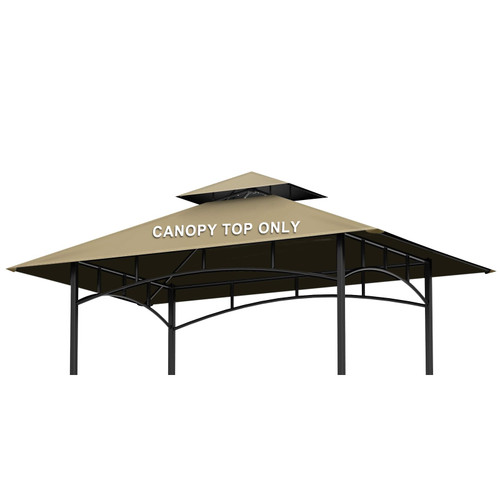 Grill Gazebo Replacement Canopy Top - AONEAR 5'x8' Outdoor BBQ Tent Roof Cover Double Tiered Outdoor Grill Shelter Fit for Model L-GG001PST-F (Khaki)