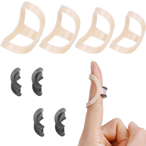 RonJea 8Pcs Oval Finger Splints & Click-Lock Adjustment Kit, 4 Graduated Finger Ring Splint & 4 Splint Adjustment, Finger Braces for Arthritis, Mallet, Straightening, Support (Size 1-4)