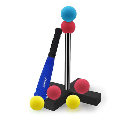 Aoneky Mini Foam Tball Set for Toddlers - Carry Bag Included - Best Baseball T Ball Toys for Kids Age 1 Years Old - Upgraded Version