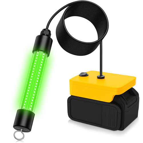 LED Underwater Fishing Light Compatible with for DeWalt 20V Battery（Battery Not Included）, 1300 Lumens, IP68 Waterproof Submersible Green Fish Attractor Light for Night/Ice/Boat Fishing