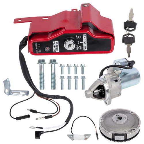 Complete Starter Kit for Honda GX340 / GX390 Engines — 12V Starter, Solenoid, Ring Gear, Ignition Key Switch & Wiring — Fits GX340 (11HP) GX390 (13HP) — Replaces 31210-ZE3-033/31210-ZE3-013