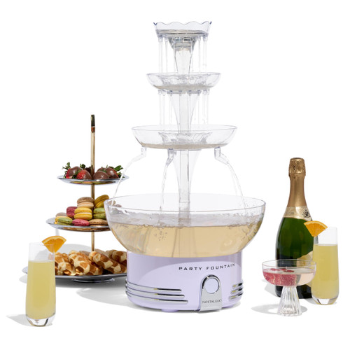 Nostalgia Countertop Retro Lighted Party Beverage Fountain – 1.5 Gallon Capacity, 3-Tiered Cascading Tower with LED Base - Perfect for Punch, Juice, Wine, Champagne & More