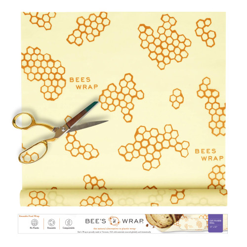 Bee's Wrap Beeswax Wraps for Food - Cut to Size 14x52" Wax Paper Roll - Made in USA Reusable Waxed Paper & Bowl Covers - Organic & Eco-Friendly Alternative to Aluminum Foil & Plastic Wrap, Honeycomb