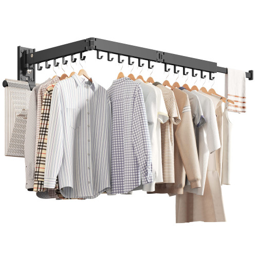 ZdwCyl Wall Mounted Clothes Hanger,Clothes Drying Rack,Laundry Drying Rack,Drying Rack Clothing,Laundry Hanger Rack,Retractable Dryer Racks,Collapsible, Aluminum,can be Fold Upward & Left & Right