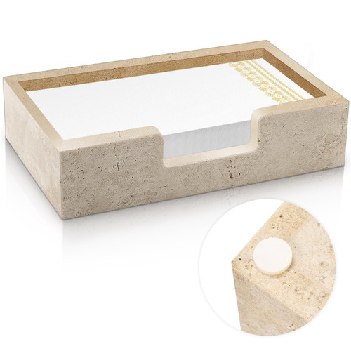 Beeveer Natural Travertine Guest Towel Holder Disposable Napkin Tray Dinner Paper Hand Basket for Bathroom Kitchen Restaurant Table Countertop(Guest Towel Tray)